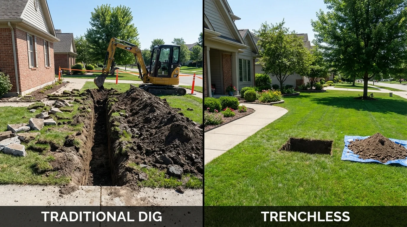 Trenchless sewer repair with minimal yard damage versus traditional excavation in Eagle, CO